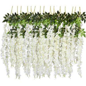 6 Pack 3.75 Feet/Piece Artificial Fake Wisteria Vine Ratta Hanging Garland Silk